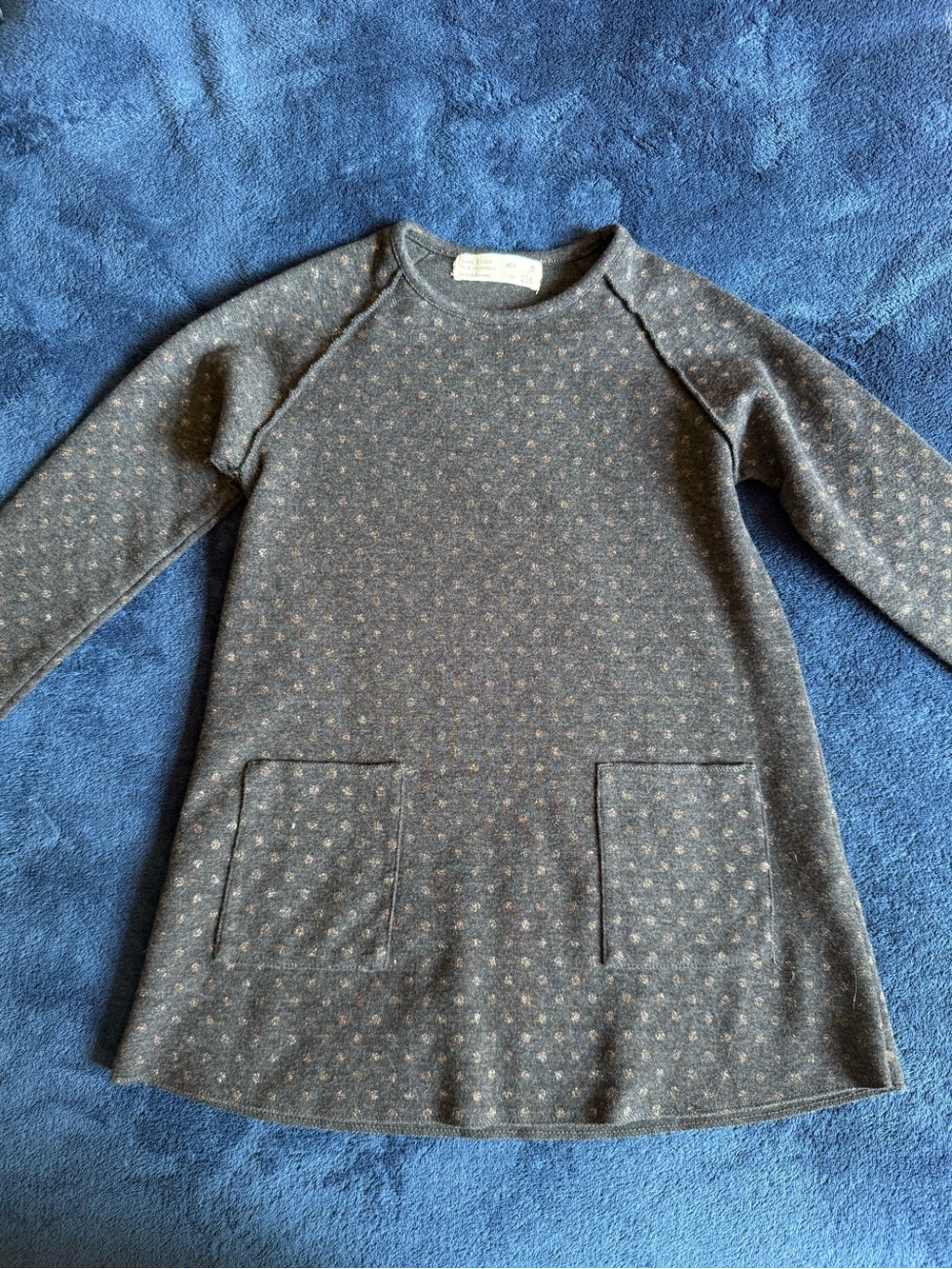 Zara Black Knit Kids Dress with Subtle Metallic Dots
